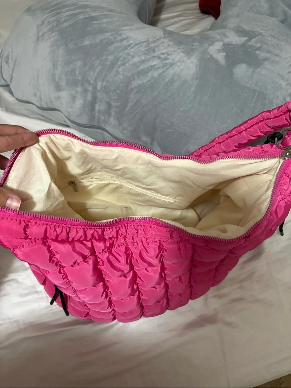 Hot Pink Quilted Shoulder Bag - Unbranded